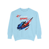Unisex garment-dyed sweatshirt in heavyweight premium cotton blend with relaxed streetwear fit and rolled-forward shoulders