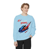 Unisex garment-dyed sweatshirt with heavyweight cotton blend and relaxed streetwear fit