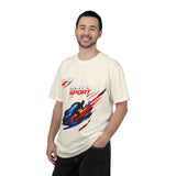 Unisex garment-dyed heavyweight cotton t-shirt with relaxed fit and durable double-needle stitching