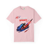 Unisex garment-dyed heavyweight cotton t-shirt with relaxed fit and durable double-needle stitching