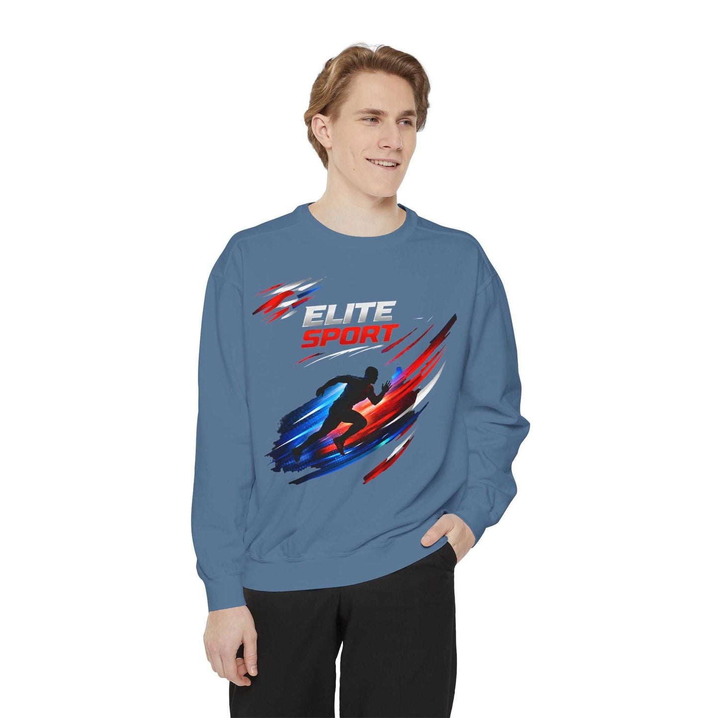 Unisex garment-dyed heavyweight sweatshirt in premium cotton blend with relaxed streetwear fit and rolled-forward shoulders