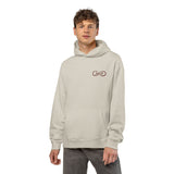 Unisex relaxed fit hoodie with soft cotton-poly fleece, drop shoulders, kangaroo pocket, and ribbed cuffs for streetwear style and comfort