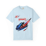 Unisex garment-dyed heavyweight cotton t-shirt with relaxed fit and durable double-needle stitching