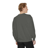 Unisex garment-dyed sweatshirt with premium cotton blend, relaxed fit, and vintage streetwear style