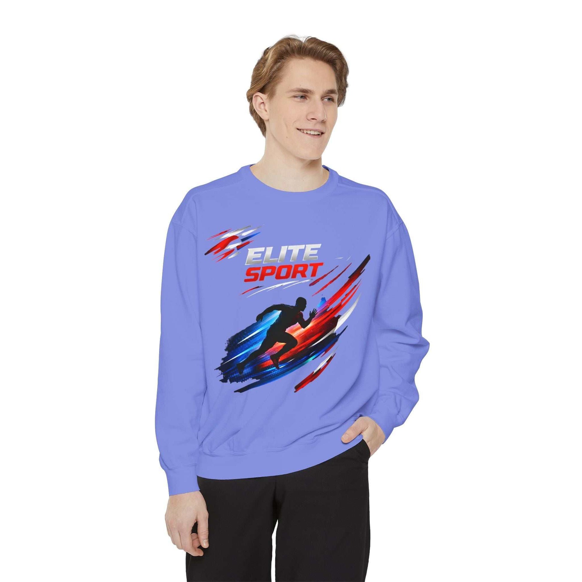 Unisex garment-dyed sweatshirt made from premium cotton blend with relaxed fit and streetwear style