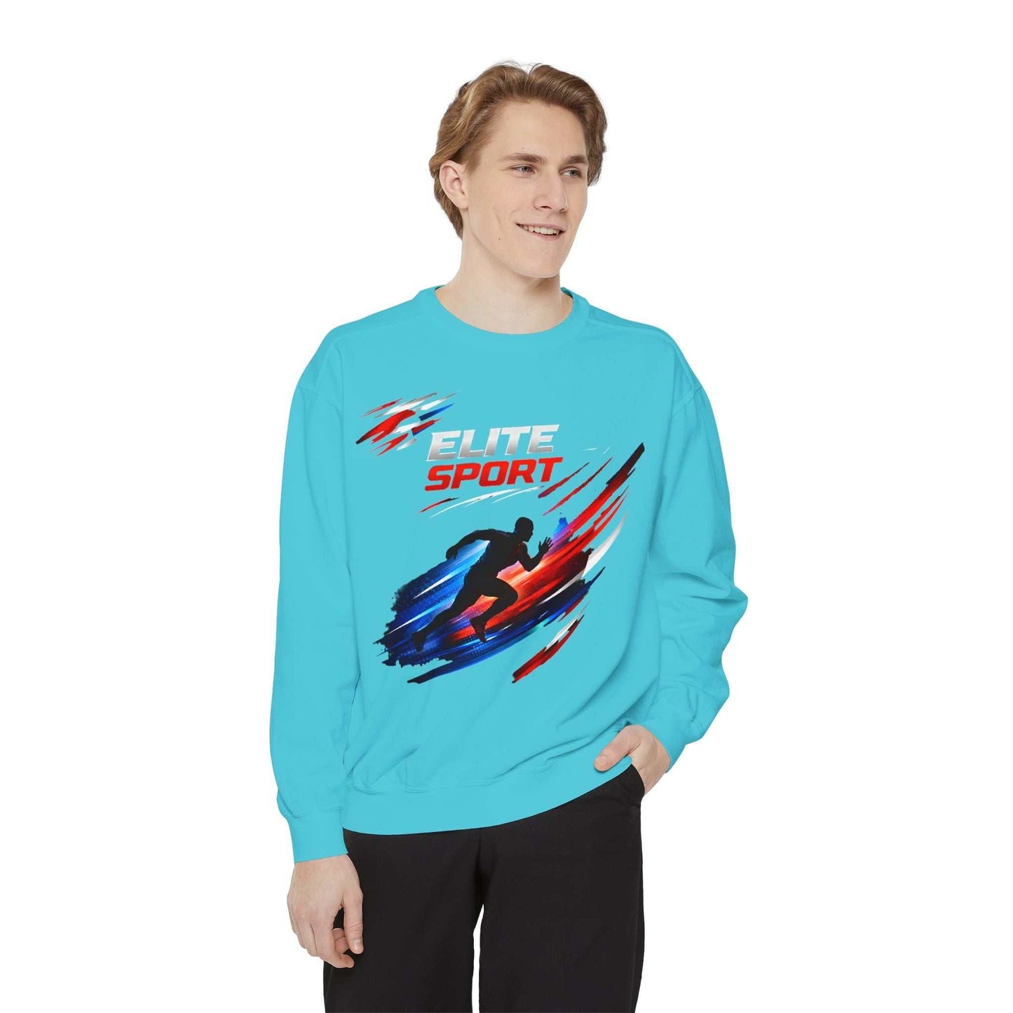 Unisex garment-dyed sweatshirt in premium cotton blend with relaxed fit and streetwear style